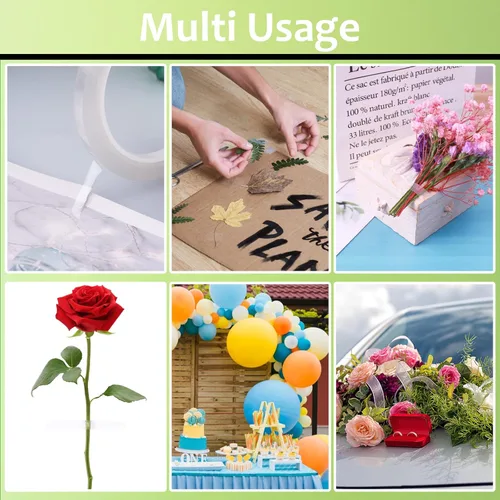 Miniatura 6 de GLAMFIELDS 3 rollos de cintas florales de 1/4 pulgadas de 60 yardas, cinta floral transparente, cinta floral blanca para envoltura de tallo de ramo