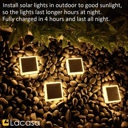Miniatura 9 de Lacasa – Luces de terraza solares, paquete de 4 luces LED de 30LM para muelle, blanco cálido 2700K, luces de escalones exteriores alimentadas por