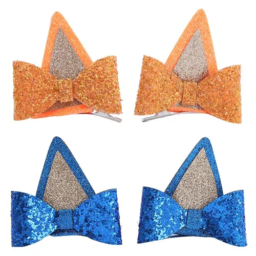 2 pares de suministros de fiesta de cumpleaños para perros, decoraciones de fiesta azul, lazos con purpurina, disfraz de Halloween, pelo de cosplay