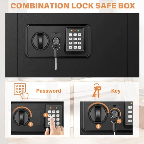 Miniatura 6 de Cajas fuertes de pared de 17.72 pulgadas de alto entre los pernos con compartimento inferior oculto, caja fuerte oculta resistente con cerradura