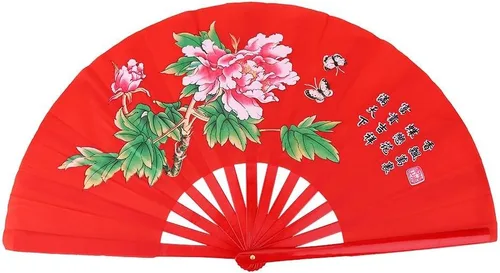VGEBY Abanico de lucha de bambú, ventilador tradicional de kung fu, ventilador chino de Tai Chi (rojo) Fans de Tai Chi Fan de Tai Chi, ventilador de