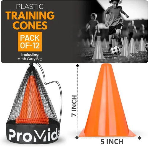 Miniatura 2 de Conos de fútbol de 7 pulgadas (12 piezas) para entrenar a niños con bolsa de malla, pequeños conos de tráfico para entrenamiento deportivo, conos