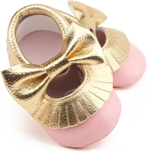 Miniatura 4 de DELEBAO Zapatos de cuna con borla y suela suave para bebés y niños pequeños