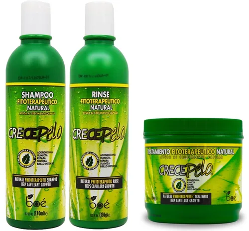 BOE Crece Pelo 3 en 1 Combo Set Champú Fitoterapeutico, Enjuague Fitoterapeutico, Tratamiento Fitoterapeutico