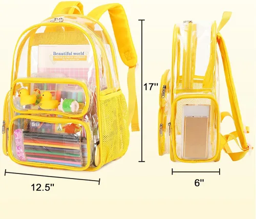Miniatura 105 de CAMTOP Mochila transparente resistente y transparente para estudiantes, escuela, trabajo, festival, viajes, deportes, Beige, Mediana, Camtop Mochila