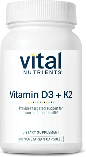 Vital Nutrients Vitamina D3 + K2 | 2000 UI | Suplemento de vitamina D3 K2 | Complejo de vitamina D para niveles saludables de calcio, salud muscular