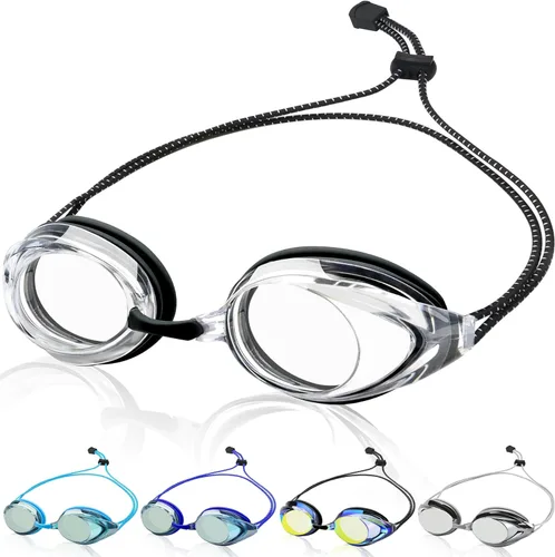 Miniatura 13 de Gafas de natación para adultos, hombres, mujeres y jóvenes, con correa elástica, gafas de natación sin tirones de pelo espejo/lentes transparentes