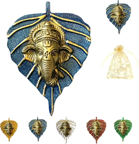 Miniatura 27 de LOVENSPIRE Ganesha de hoja de metal para colgar en la pared, decoración para el hogar, sala de estar, oficina, obra decorativa de arte indio