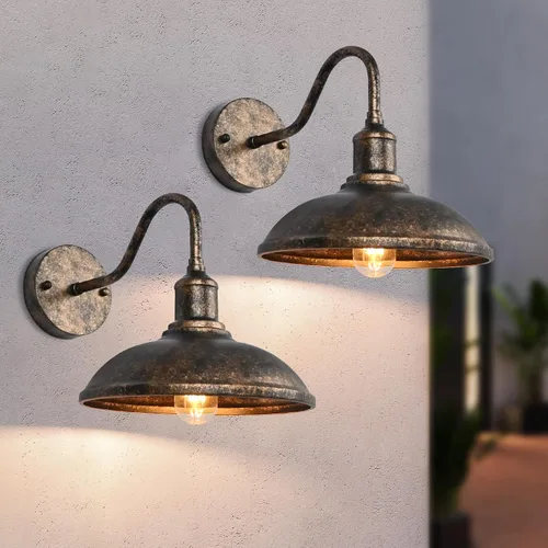 Miniatura 8 de Paquete de 2 luces de pared para exteriores, 9.3 pulgadas, cuello de cisne, lámpara vintage de bronce impermeable para porche, aplique de pared