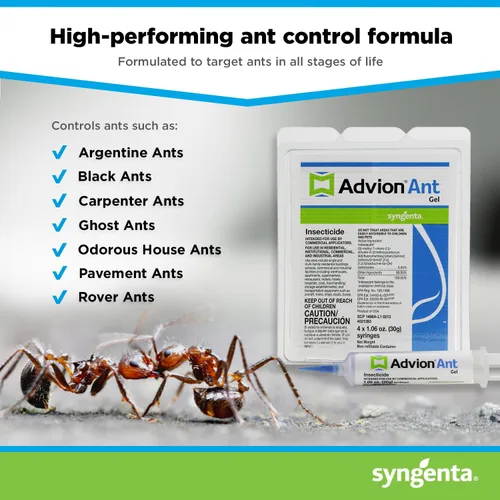 Miniatura 4 de Advion Ant Gel Bait, 4 tubos x 1.06 oz, 4 émbolos y 4 puntas, cebo eficaz, formulado con 0.05% de indoxacarb, uso en interiores y exteriores, gel