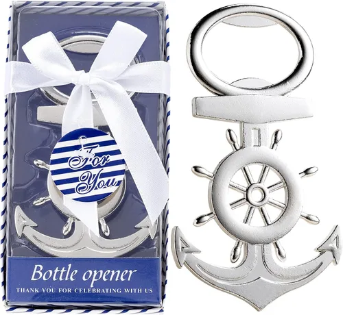 50 abrebotellas con diseño de ancla para temática náutica, regalos de boda, decoraciones de despedida de soltera o recuerdos de fiesta de baby