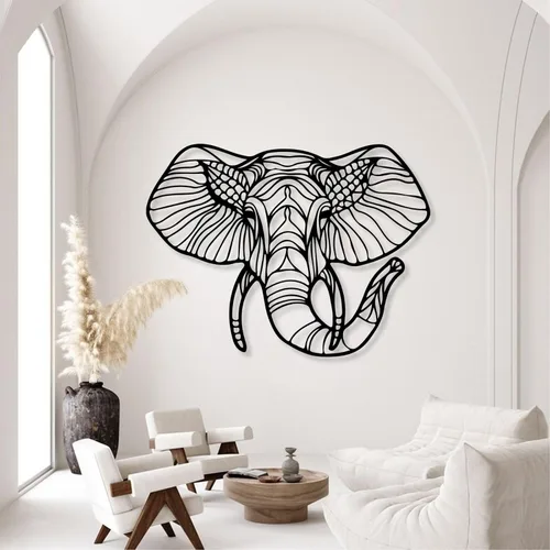 Miniatura 5 de Cadeali Arte de pared de cabeza de animal de elefante, arte moderno de pared de metal grande para sala de estar