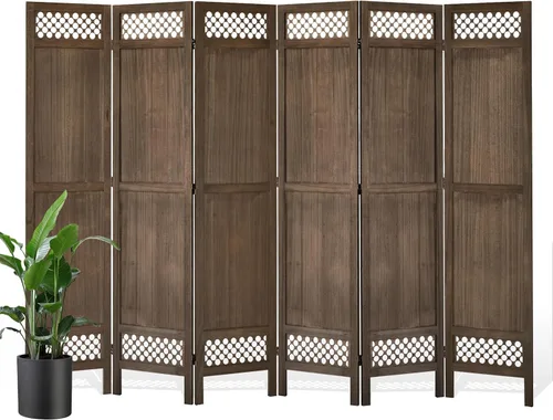 Panel divisor de habitación de privacidad – 67 pulgadas de alto de madera natural plegable divisores de habitación, no requiere montaje, mejora la