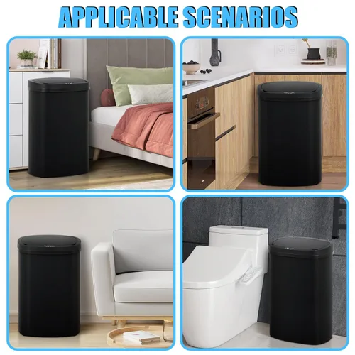 Miniatura 8 de Basurero de cocina con sensor de movimiento de 13 galones, cubo de basura con sensor automático de 50 L, cubo de basura inteligente con tapa