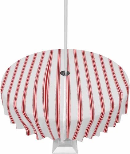 Miniatura 23 de Mantel para exteriores a rayas azul marino, mantel redondo de 60 pulgadas, diseño de rayas blancas y azul marino, impermeable, con agujero