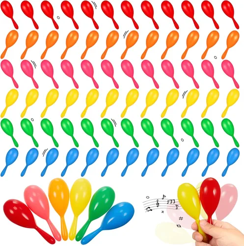 Miniatura 7 de 6 Pcs 4 Inch Mini Maracas Shakers for Kids, Colorful Plastic Rhythm Instruments, Classroom Music Supplies, Party Favors, Preschool Musical Toys