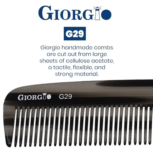 Miniatura 5 de Giorgio G29 - Peine de bolsillo de dientes finos Grahpite negro para hombres, peine alisador para el cuidado diario del cabello, bigote y barba