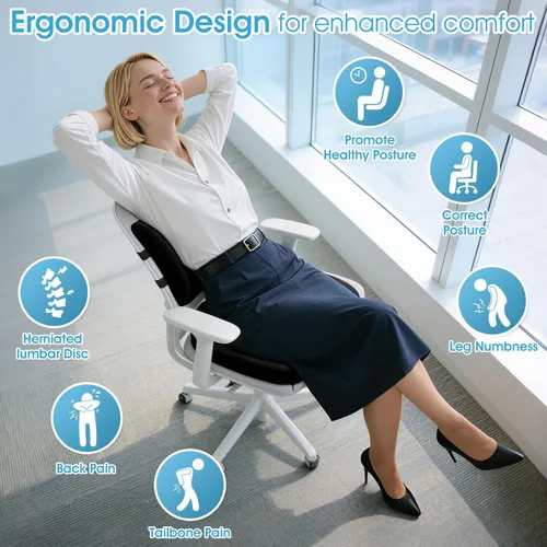 Miniatura 2 de CushZone Cojín de asiento, almohada de apoyo lumbar con correa ajustable, cojines para silla para aliviar el dolor de ciática, con funda lavable