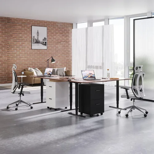 Miniatura 5 de Panana Archivador móvil de 2 cajones, archivador rodante de madera, soporte de impresora, organizador de almacenamiento debajo del escritorio, se