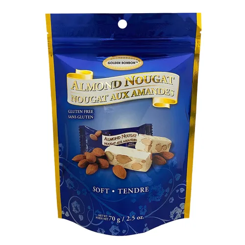 Miniatura 10 de Golden Bonbon Caramelo italiano suave de turrón de almendras, masticables empaquetados individualmente, turrón sin gluten, lleno de almendras