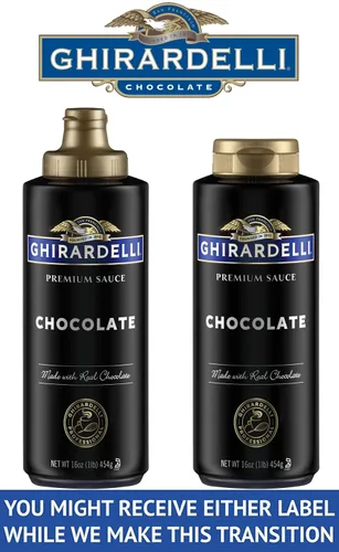 Miniatura 2 de Ghirardelli Salsa de caramelo y chocolate de 16 onzas, 1 de cada botella exprimible (juego de 2) con cuchara de barista estampada Ghirardelli