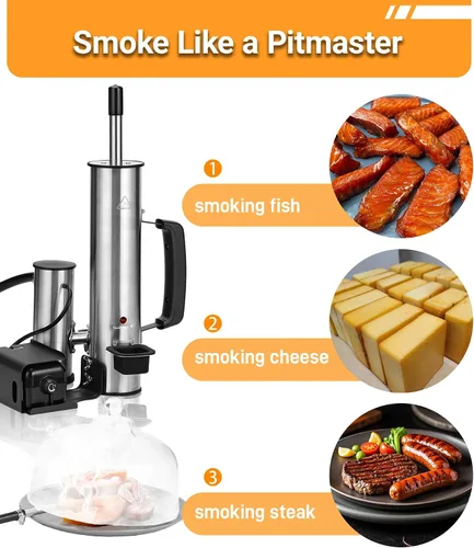 Miniatura 7 de Generador de humo frío para cualquier parrilla, tubo ahumador de acero inoxidable 304, tubo doble para cortar alquitrán para un sabor no graso