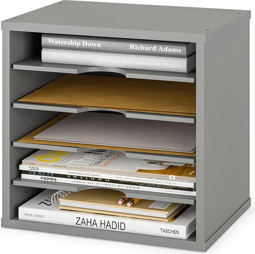 Miniatura 9 de Ballucci Organizador de archivos, clasificador de papel, estantes ajustables de 5 niveles, organizador de escritorio de oficina, 13 5/8 x 9 1/4 x 12