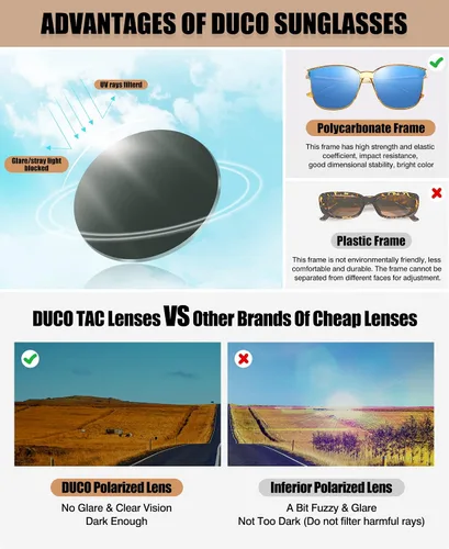 Miniatura 3 de Duco - Lentes de sol redondos vintage para mujeres y hombres con protección UV de moda para la playa