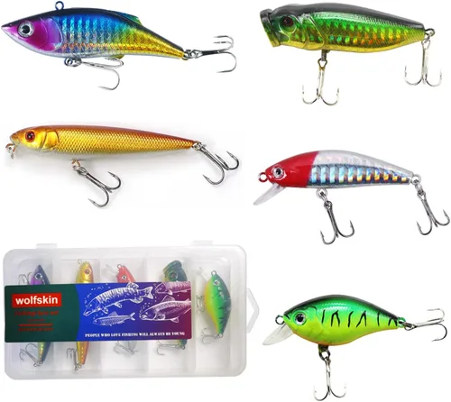 Miniatura 6 de WOLFSKIN Fishing Lures Kit, Fishing Baits Set, Included Crankbaits, Curly Tail Jigs, Spoons, Hooks, Weights, Fishing Accessories with Tackle Box