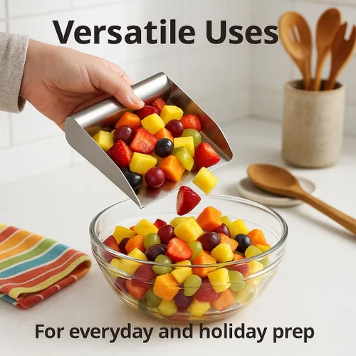 Miniatura 4 de HIC Kitchen Cuchara para alimentos, acero inoxidable 18/8, boca ancha, para transferir ingredientes picados y raspar masa de pastelería, 6 pulgadas