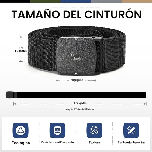 Miniatura 2 de UNGGJKB Cinturones tácticos de nailon para hombre, paquete de 5 cinturones casuales de lona militar para exteriores, cinturones sin metal