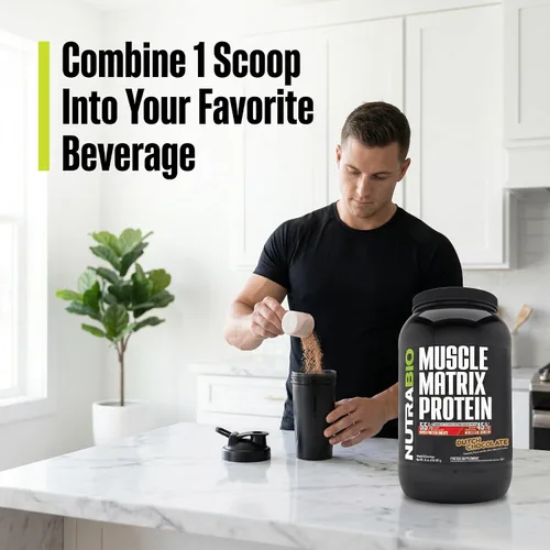 Miniatura 8 de NutraBio Muscle Matrix Proteína en polvo – 0.88 oz de proteína por cucharada – Combo aislado de suero y caseína micelar para liberación rápida