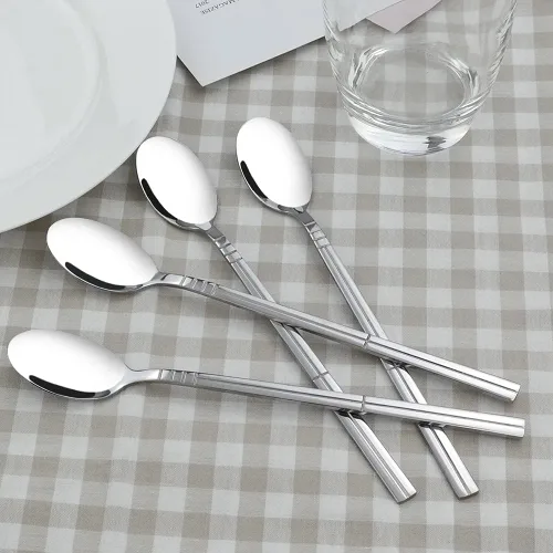 Miniatura 6 de Saedy 12 cucharas de té de mango largo, cuchara mezcladora de acero inoxidable Para el té helado de batido