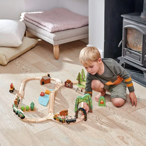 Miniatura 4 de Tender Leaf Toys - Túneles forestales - Accesorios para el juego de tren apilable - Apilador de juguetes, bloques - Juego de juguetes de extremos