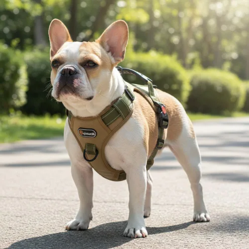 Miniatura 3 de Arnés táctico para perro, ajustable, sin tirones, con correas reflectantes y asa, arnés para cachorros con clips metálicos dobles para correa