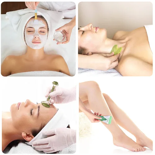 Miniatura 4 de Charmonic Juego de rodillo de hielo 6 en 1, rodillo de jade y gua sha, kits de masaje facial, kit de rodillo facial con herramienta Gua Sha y 6