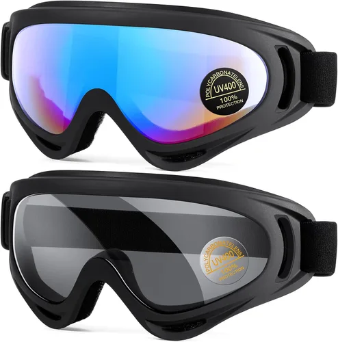Miniatura 11 de MAMBAOUT Paquete de 2 gafas de esquí de nieve, gafas de snowboard para hombres, mujeres, jóvenes, niños, niños o niñas