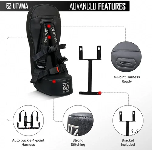 Miniatura 8 de UTVMA RZR 1000 y 900 (2014-2023) Asiento de seguridad con arnés de 4 puntos Asiento para niños Asiento de salto Todos los modelos