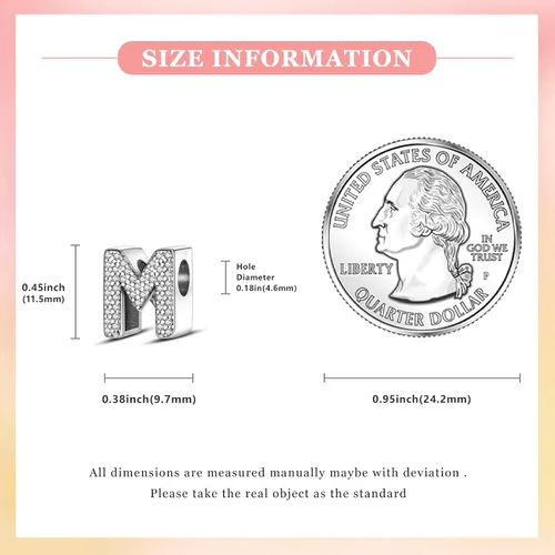 Miniatura 58 de PARCOM Dijes de letras compatibles con pulseras Pandora de plata esterlina S925 con iniciales para pulseras del alfabeto A-Z, cuentas de letras