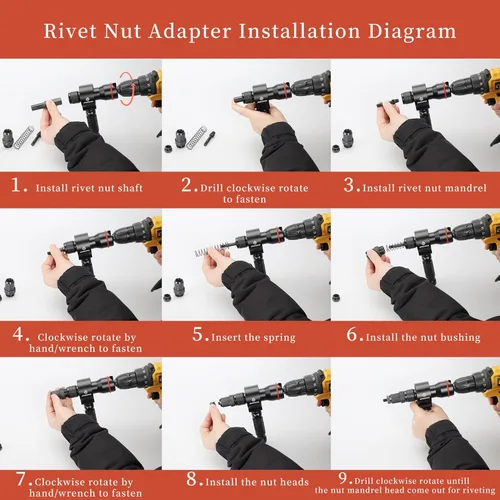 Miniatura 5 de Adaptador de pistola de remache inalámbrico y adaptador de tuerca de remache 2 en 1, kit de accesorios para herramientas de taladro eléctrico