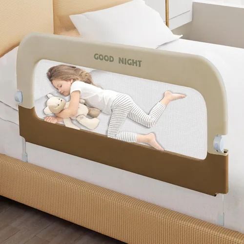 Barandilla protectora de cama para niños pequeños, altura ajustable de 32 pulgadas y riel de cama portátil plegable para bebé, barandillas de cama