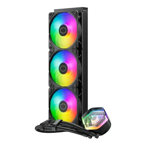 Miniatura 12 de Cooler Master 360 Atmos Enfriador líquido AIO de circuito cerrado impulsado por el rendimiento, R9 Ultra 9, bomba aRGB de doble cámara, radiador