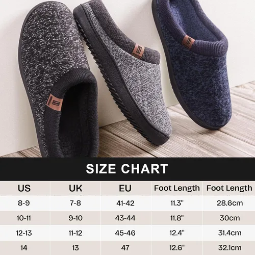 Miniatura 6 de MERRIMAC Pantuflas antideslizantes de espuma viscoelástica para hombre para interiores