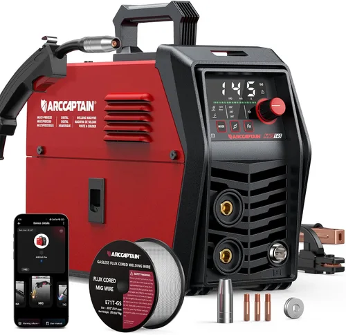 ARCCAPTAIN iControl MIG145 Pro 145A Soldador MIG con núcleo de flujo 120V Máquina de soldadura sin gas Soldador MIG con núcleo de flujo MIG/MMA