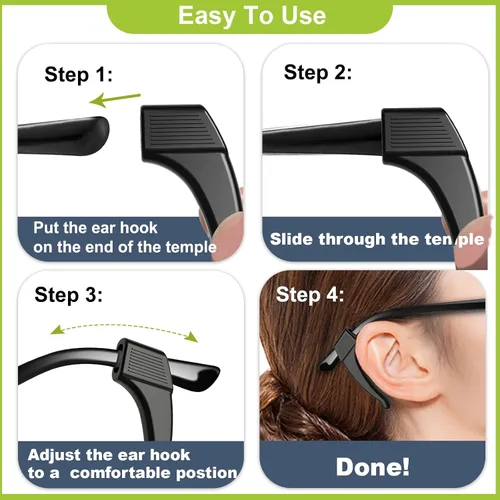 Miniatura 3 de SMARTTOP 20 pares de agarres antideslizantes para orejas de gafas, ganchos cómodos de silicona elástica, puntas de patillas de gafas, retenedor