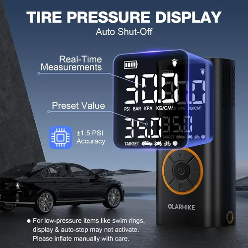Miniatura 5 de OlarHike Tire Inflator Portable Air Compressor, USB-A & Power Bank,Smart Dual Hose System, Auto Air Comprassor for Car Tires, Balls,Bike