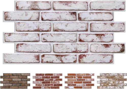 Miniatura 14 de COMSTICKC 3D Whitewash Faux Brick Wall Panel Peel and Stick Wall Covering, 12 Pcs of 22.8" x 11.8", 3D Brick Wall Stickers, UrltraLight PVC Self