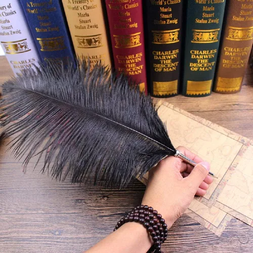 Bolígrafo de pluma de avestruz grande, bolígrafo de escritura para recepción de boda, bolígrafo de regalo para niños