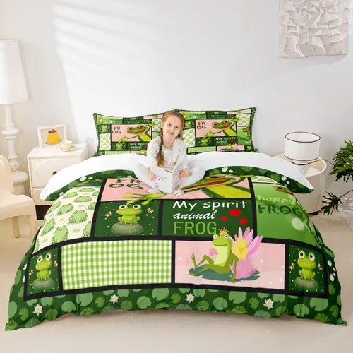 Miniatura 11 de Juego de funda de edredón de pingüinos de dibujos animados para niños, tamaño King, lindo juego de ropa de cama de esquí de animales árticos, Multi