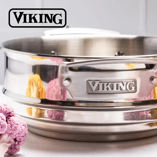 Miniatura 6 de Viking Juego de ollas y sartenes antiadherentes, juego de 12 piezas de utensilios de cocina con tapas de vidrio duras anodizadas, color negro
